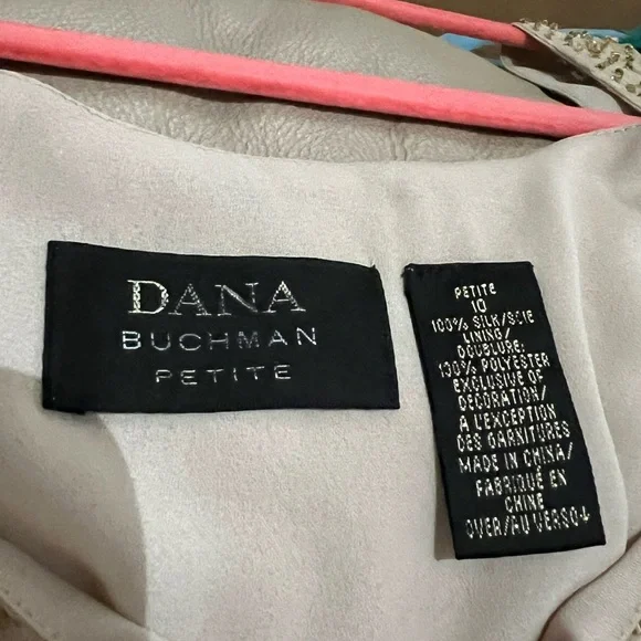 Dana Buchman petites beaded size 10 camel color silk tank - Picture 6 of 7